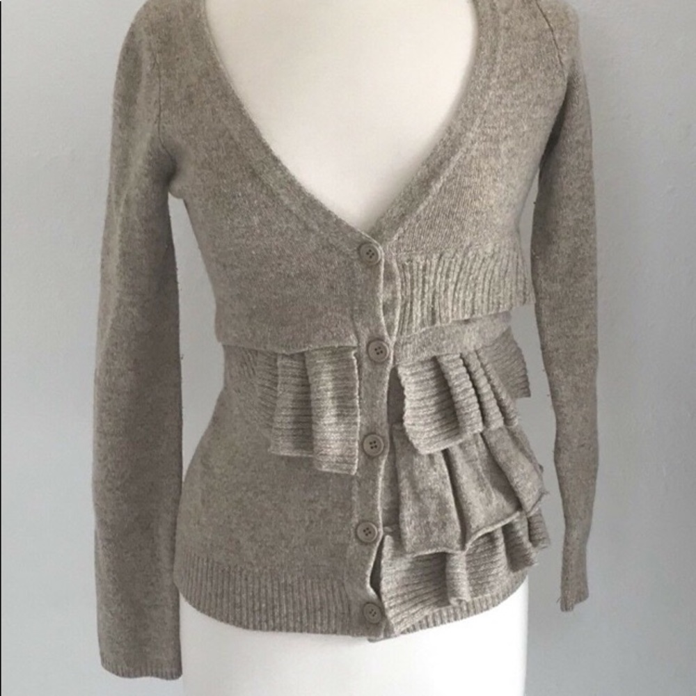 Anthropologie Moth Split Decision Ruffled Cardigan - Picture 3 of 8